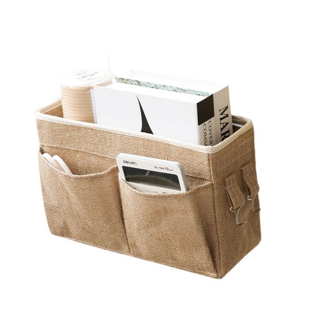Bedside Caddy Hanging Organizer Bedside Storage Bag for Bunk and Hospital Beds  (flat mouth khaki color)