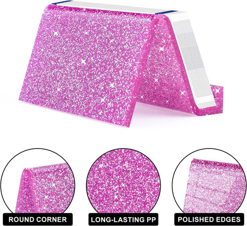3pcs Business Card Holder for Desk, Acrylic Business Card Holders Shine Card Stand Organizer Cards Display for Office Exhibition, Purple（pink）
