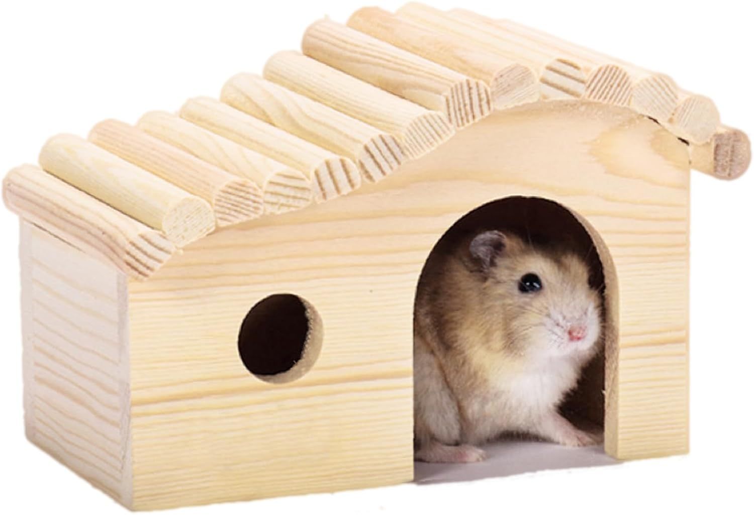 Hamster Wooden House with Windows Rat Wood Hideout Small Animal Climbing Play Hut for Dwarf Hamster Sugar Gliders Gerbil