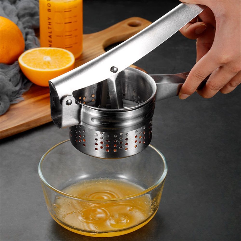 Manual juicer, stainless steel vegetable squeezer, water god, dumpling filling press, lemon orange juicer, mashed potato press（410 juicer - hollowed out design）