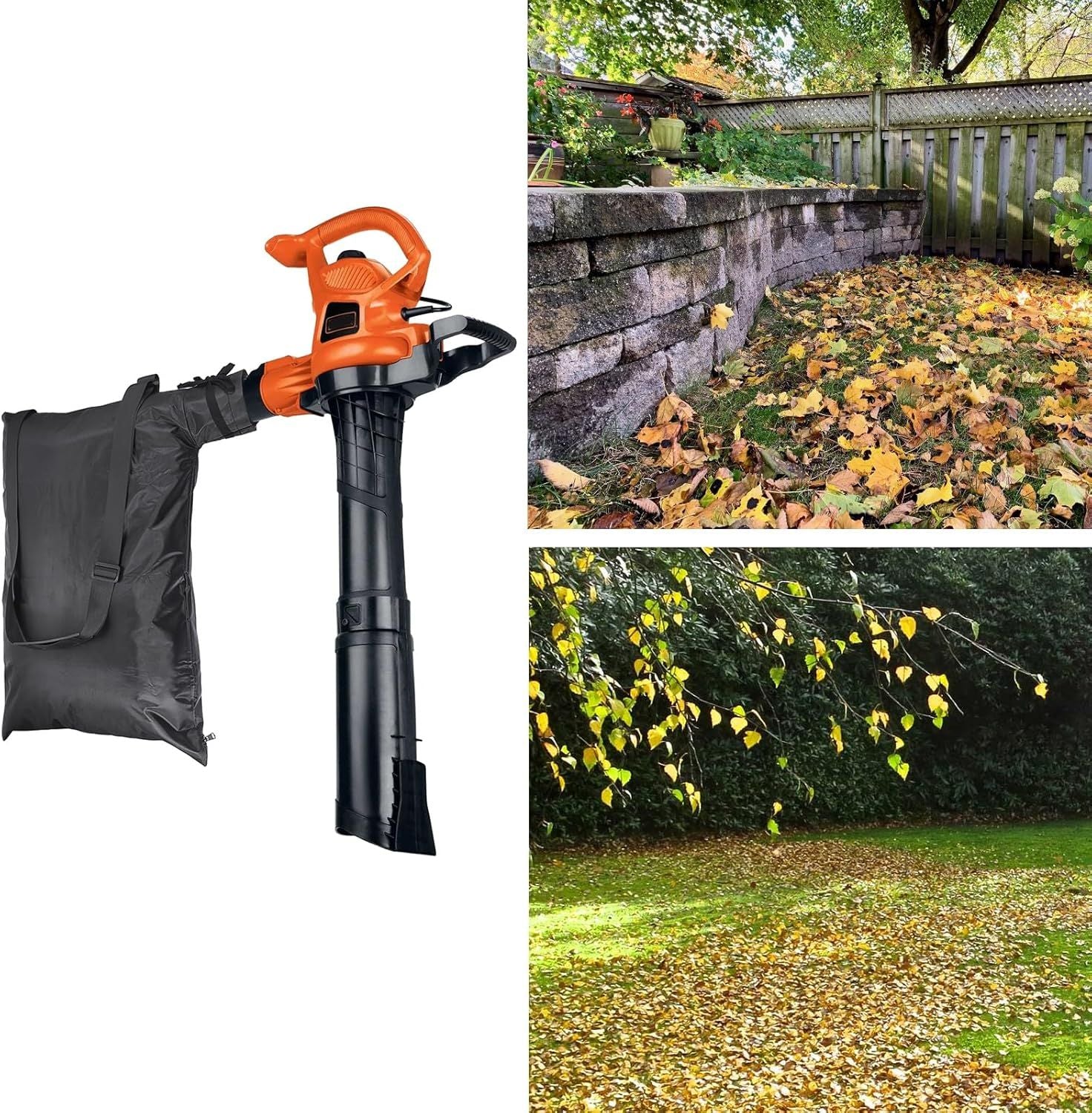 Blower Bag Black Leaf Vacuum Bag Leaf Blower Replacement Bag , Adjustable Leaf Blower Mulcher Bag Bottom Debris Zipper Bag Fallen Leaves Collection Bag 420D