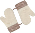 Silicone Oven Mitts，Heat Resistant up to 300°F, Oven Gloves with Soft Lining, Non-Slip Kitchen Essentials, Kitchen Gadgets, Apartment Essentials, Great Gift for Cooking (beige-1pair)