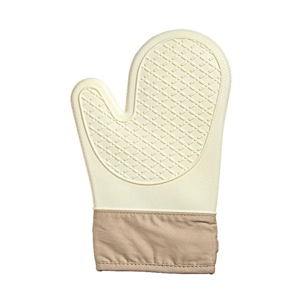 Silicone Oven Mitts，Heat Resistant up to 300°F, Oven Gloves with Soft Lining, Non-Slip Kitchen Essentials, Kitchen Gadgets, Apartment Essentials, Great Gift for Cooking (beige-1pair)