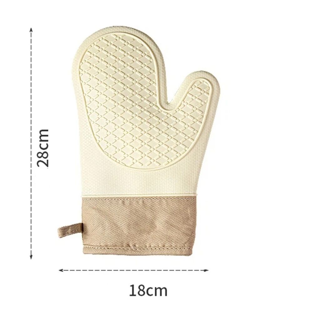 Silicone Oven Mitts，Heat Resistant up to 300°F, Oven Gloves with Soft Lining, Non-Slip Kitchen Essentials, Kitchen Gadgets, Apartment Essentials, Great Gift for Cooking (beige-1pair)