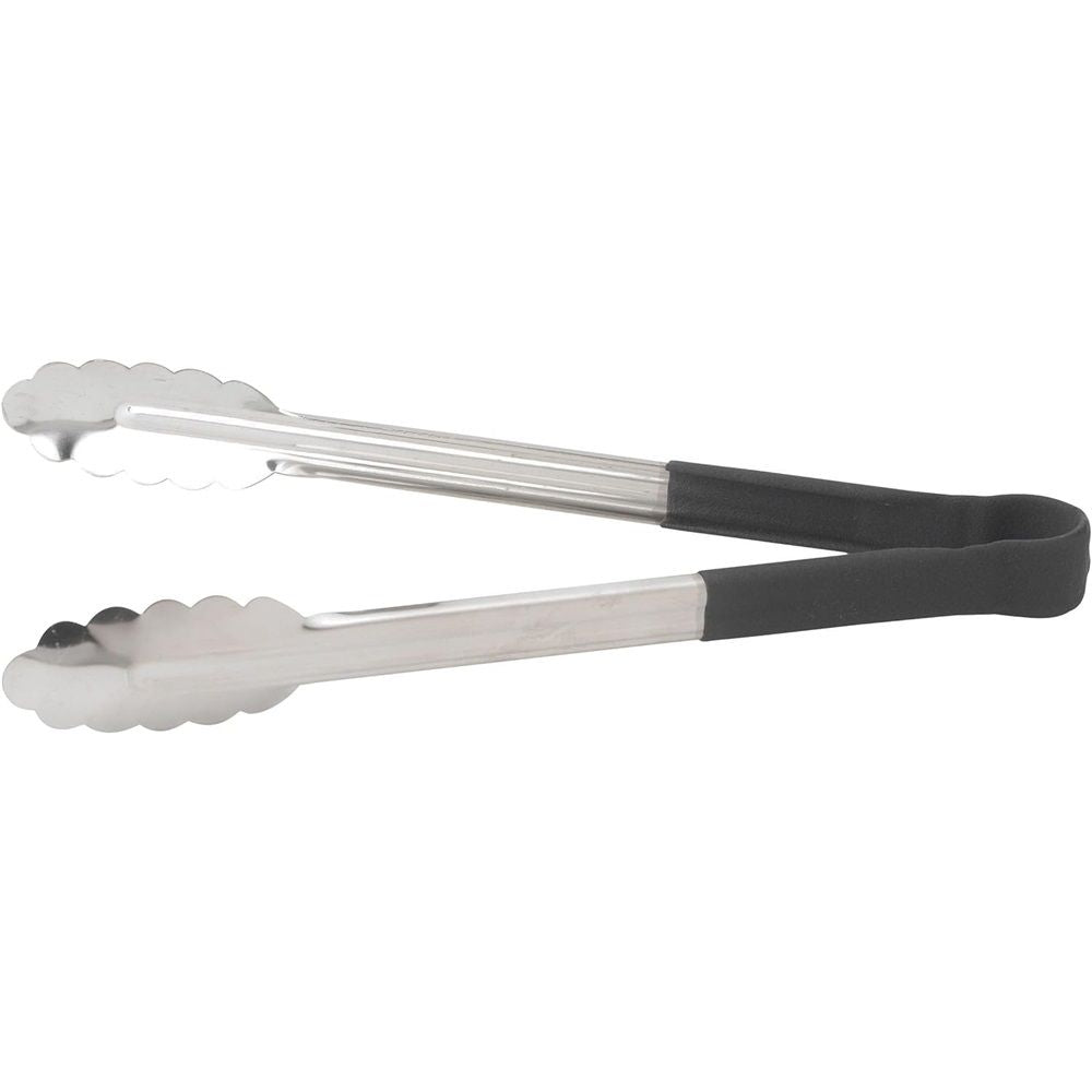 10in Stainless steel food clip, cake clip, baking bread clip, steak clip, barbecue clip, kitchen tool（Black）