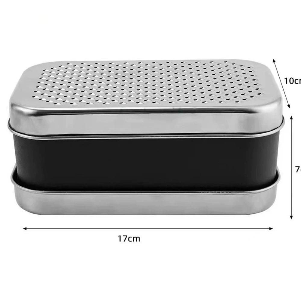 Cheese Grater with Container - Box Grater Cheese Shredder Lemon  - Graters for Kitchen Stainless Steel Food Grater Small size black