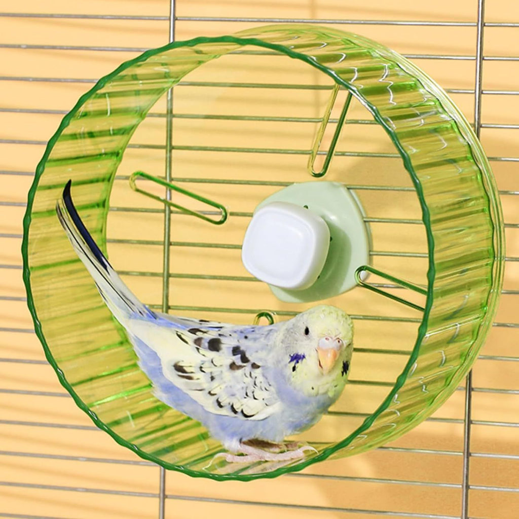 17cm  Parrot Silent Running Wheel, Parrot Exercise Wheel, Birds, Parrots, Turtles, Hamsters, Small Animal Quiet Running Wheel (Green)