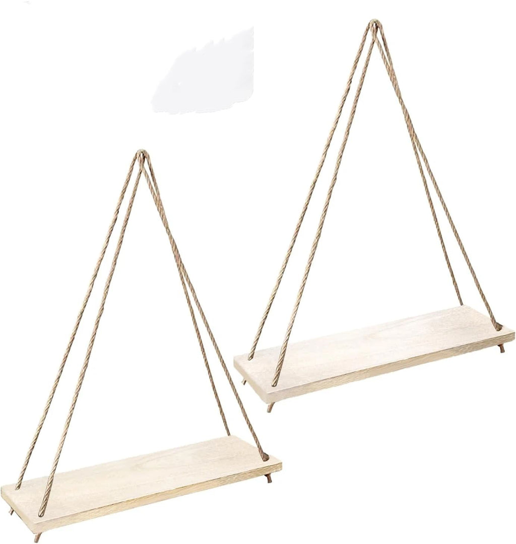 2pcs Hanging Shelves for Indoor Wall and Window - Floating Wall Shelves for Plant Display, Boho Style Home Decor.( 35*14cm)