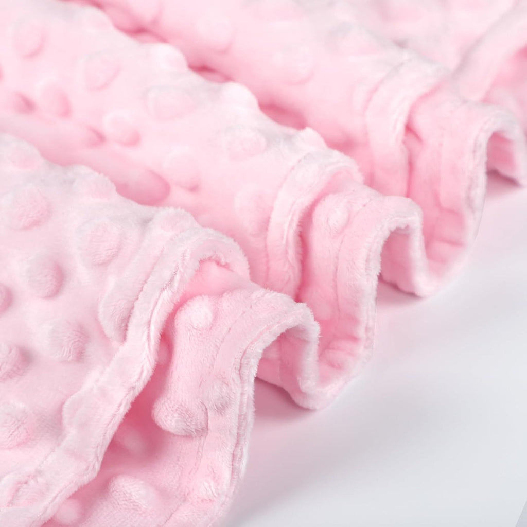 Baby Blanket for Girls, Soft Crib Blanket 95*75cm, Newborn Blankets for Nursery, Stroller, Toddler Bed, Carseat, Double Layer, Pink