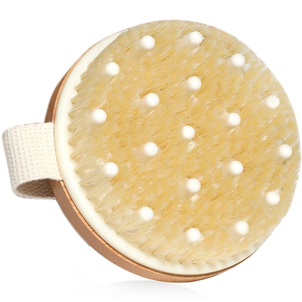 2-Pack Dry Brushing Body Brush for Lymphatic Drainage, Round Dry Exfoliating Brush with Massage Nodes for Cellulite, Dry Skin