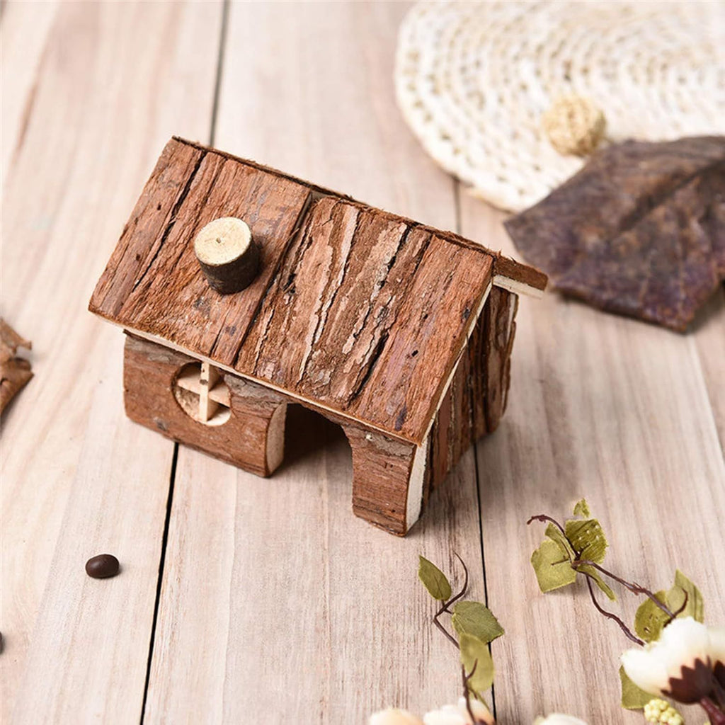 Hamster Wooden Hideout House Natural Pet Rats Climbing Play Hut Hideaway Room for Dwarf Hamster, Mouse, Rat,Gerbil and Other Pet Small Animals（15*11*12cm）