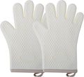 a pair of Silicone Oven Mitts Heat Resistant ,Waterproof & Non-Slip Oven Gloves with Fingers,Cotton Lined Silicone Oven Gloves Kitchen Mitts(beige)