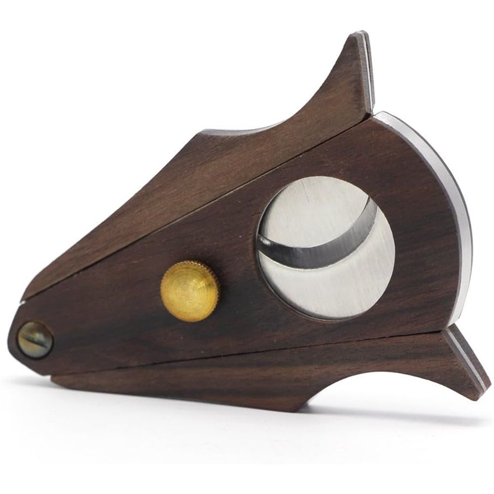 2 pcs Cigar Cutter Lock System Wood Stainless Steel Double Cut Blade Cigar Guillotine Cutter  Bat Sandalwood Noodles