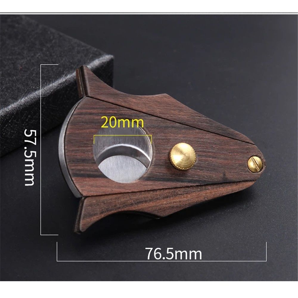 2 pcs Cigar Cutter Lock System Wood Stainless Steel Double Cut Blade Cigar Guillotine Cutter  Bat Sandalwood Noodles