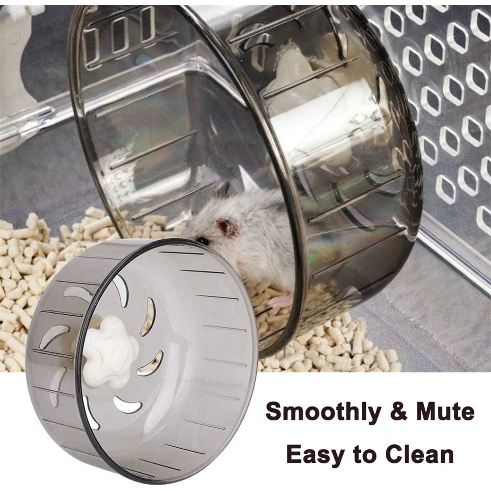 Super Silent Hamster Sports Wheel - Hamster Toy Cage Accessories Running Spinner Small Pet Sandrat Hedgehog Mouse (13cm Grey)