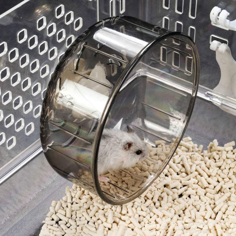 Super Silent Hamster Sports Wheel - Hamster Toy Cage Accessories Running Spinner Small Pet Sandrat Hedgehog Mouse (13cm Grey)