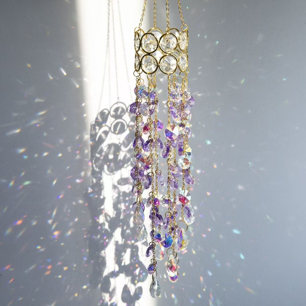 Wind Chime Pendant Indoor Colorful Outdoor Garden Light Collection Jewelry Outdoor Pendant (Purple)