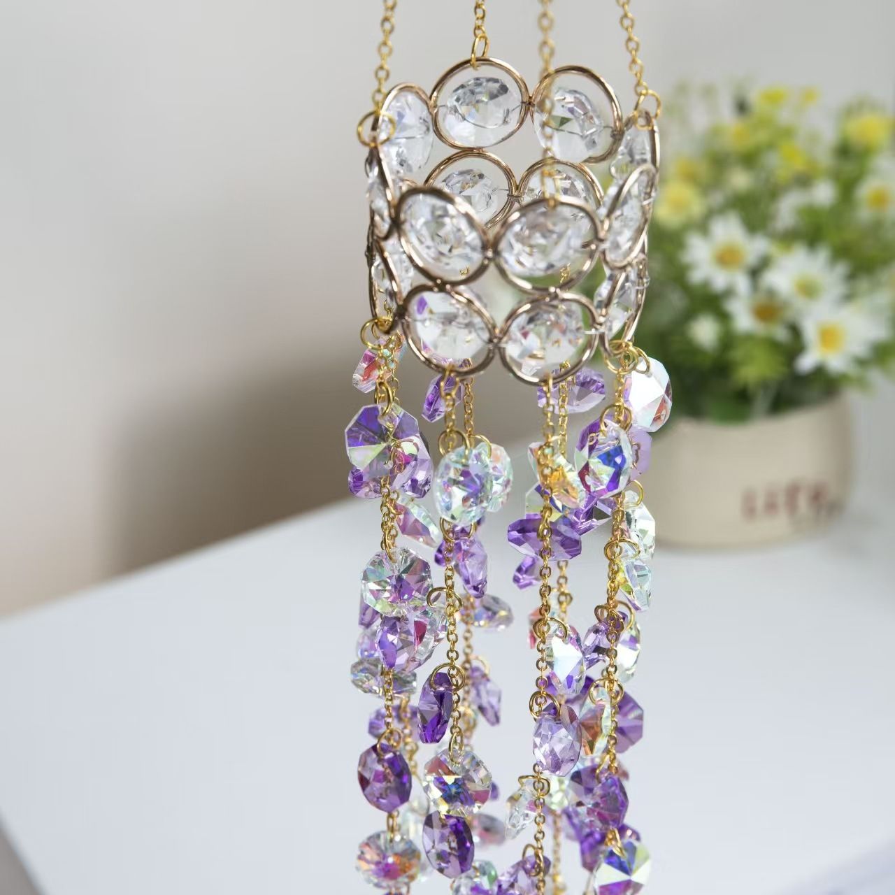 Wind Chime Pendant Indoor Colorful Outdoor Garden Light Collection Jewelry Outdoor Pendant (Purple)
