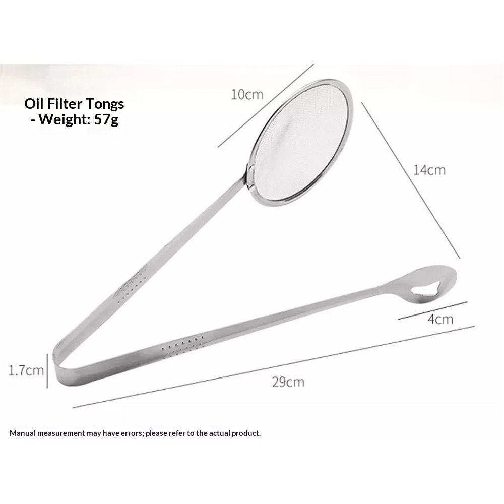 Stainless Steel Drain Oil Fried Food Strainer with Clip Fry Tool Oil Skimmer Food Clip Tong Filter Strainer Mesh