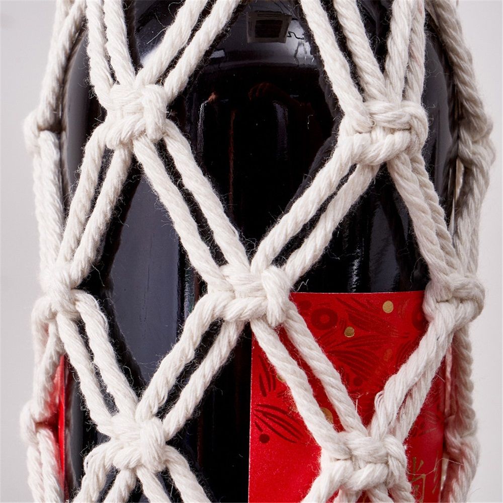 2-Pieces Crochet Water bottle Bag Cotton Crochet Crossbody Water Bottle Bag, Boho Bottle Carrier Water Bottle Holder with Strap Handmade Water Bottle Holder（beige）