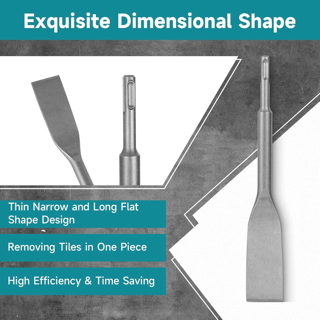Tile Chisel Hammer Steel Ideal for Removing Tiles, Smaller Grout Joints  Straight Edge for Smaller Grout Joints, Removing Tiles（  14 * 150 flat head）