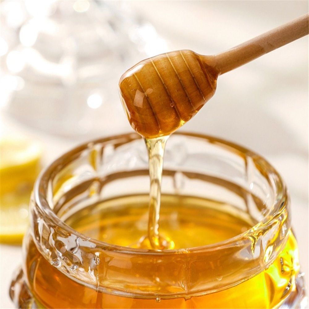 Elegant Glass   1 Wooden Dipper  Beehive Design | Perfect for Sugar, Marmalade & Jam | Durable & Stylish Multipurpose Pot with Lid（white）