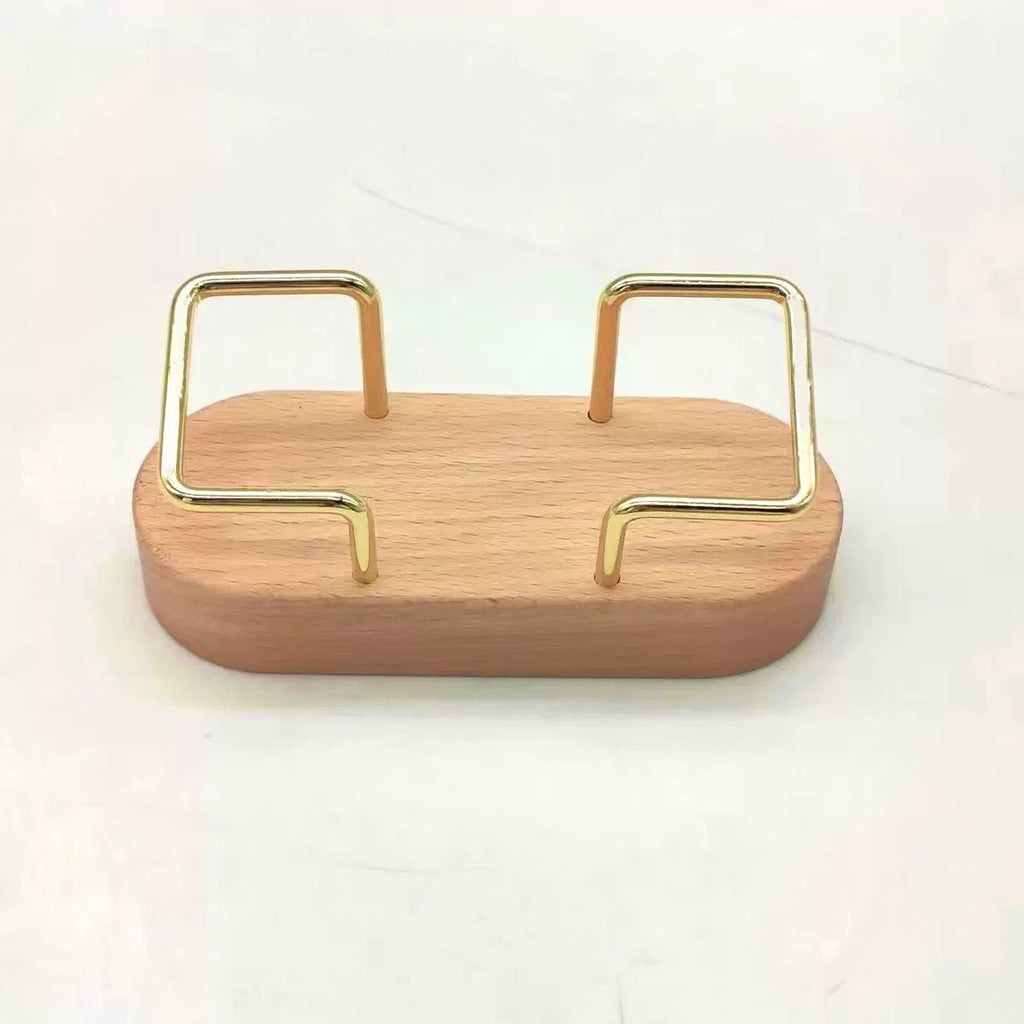 muso wood Business Card Holder for Desk, Wooden Creative Business Card Display for Desk, Wood Business Card Stand for Office, Tabletop (beech 2pack)