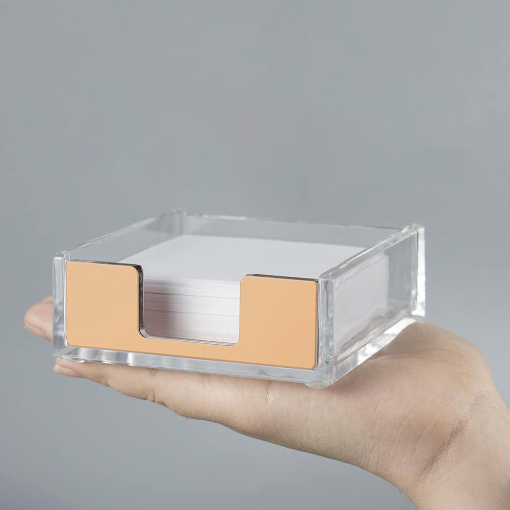 Transparent Acrylic Rose Gold Large Memo Box Marble Office Desktop Storage and Organizing Supplies，Gold