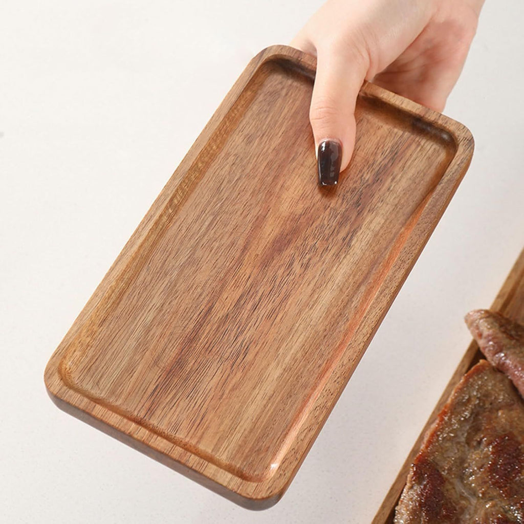 Small Wooden Platters Rectangle Mini Charcuterie Boards Acacia Wood Serving Trays Home Decor Cheese Board Cake Appetizer Plates Kitchen Charcuterie Platter （19CM*10.5CM ）