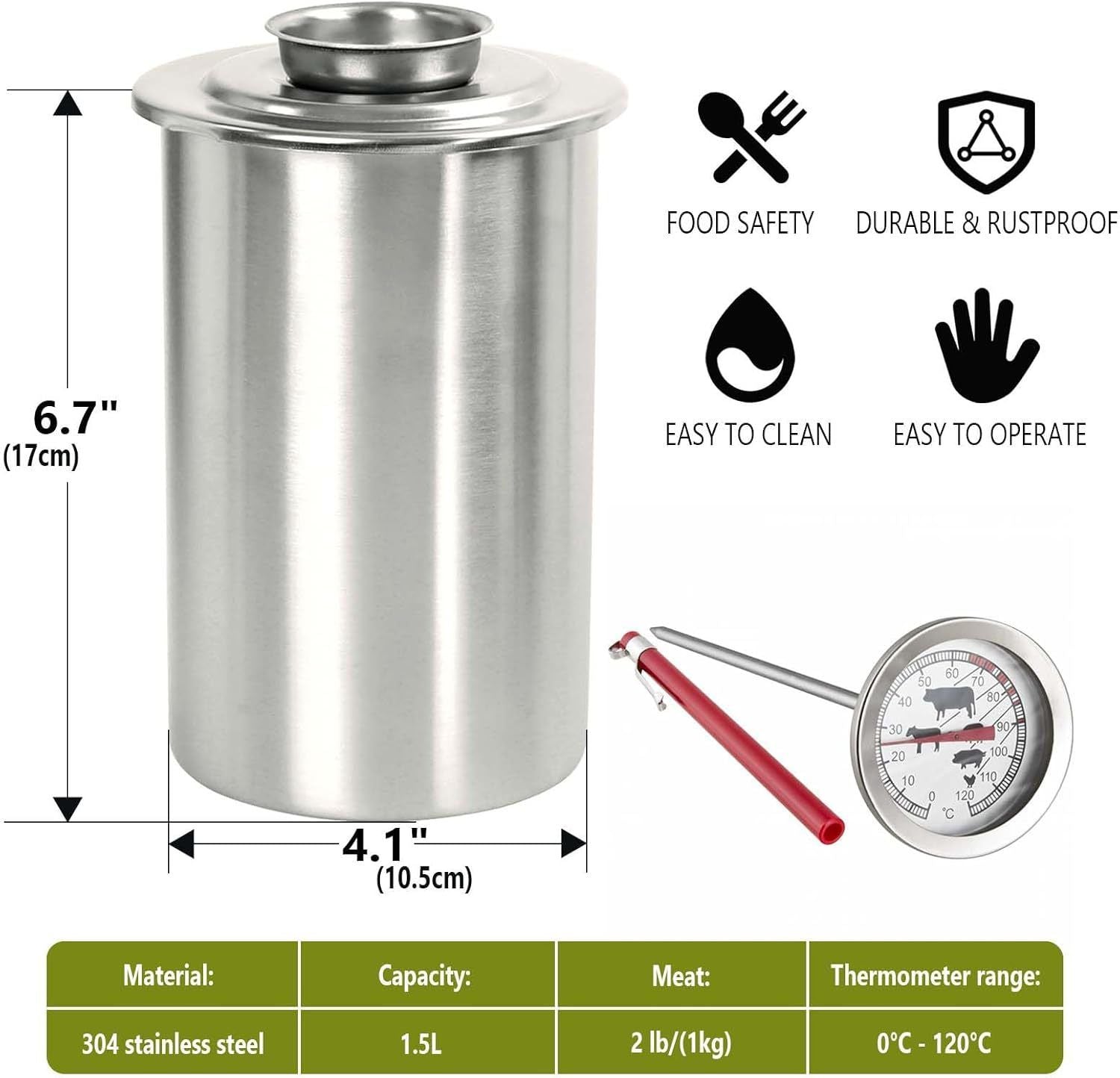 Ham Maker Meat Press for Making Ham Press Deli Meat Maker, Homemade Lunch Meat Press Maker with Thermometer, Meat Press Mold Cooker for Deli Meat