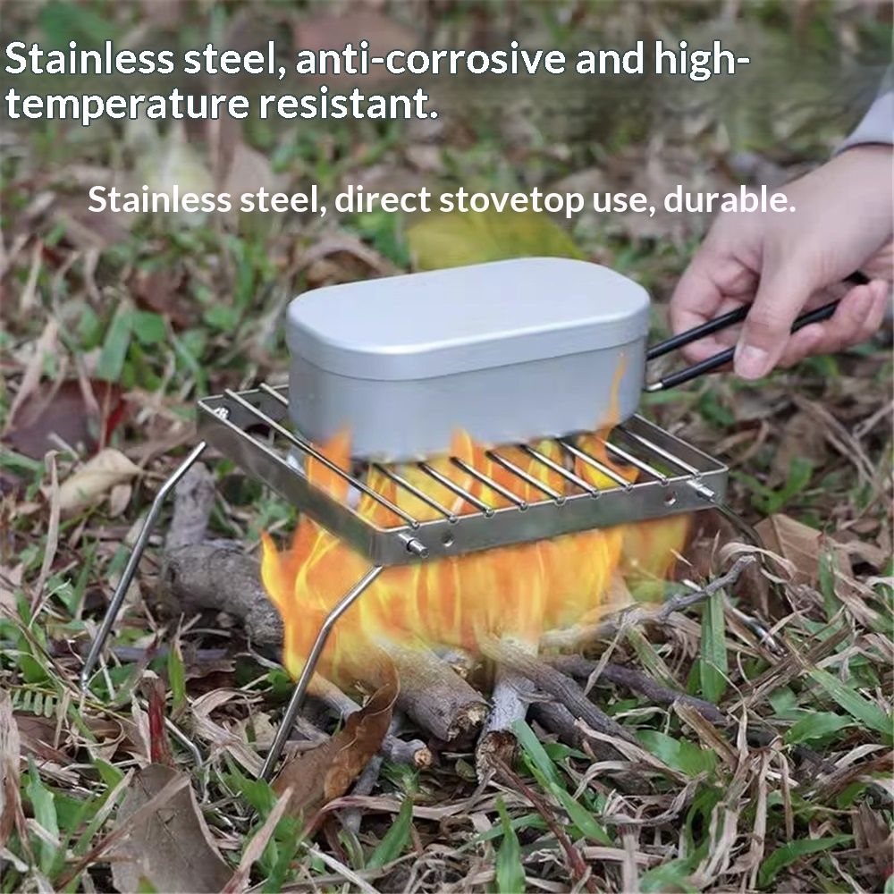 2pcs Folding Campfire Grill, 304 Stainless Steel Portable Campfire Grill Grate Small Camping Campfire Grill Grate Over Fire Pit Camping Grill for Outdoor Backpacking BBQ