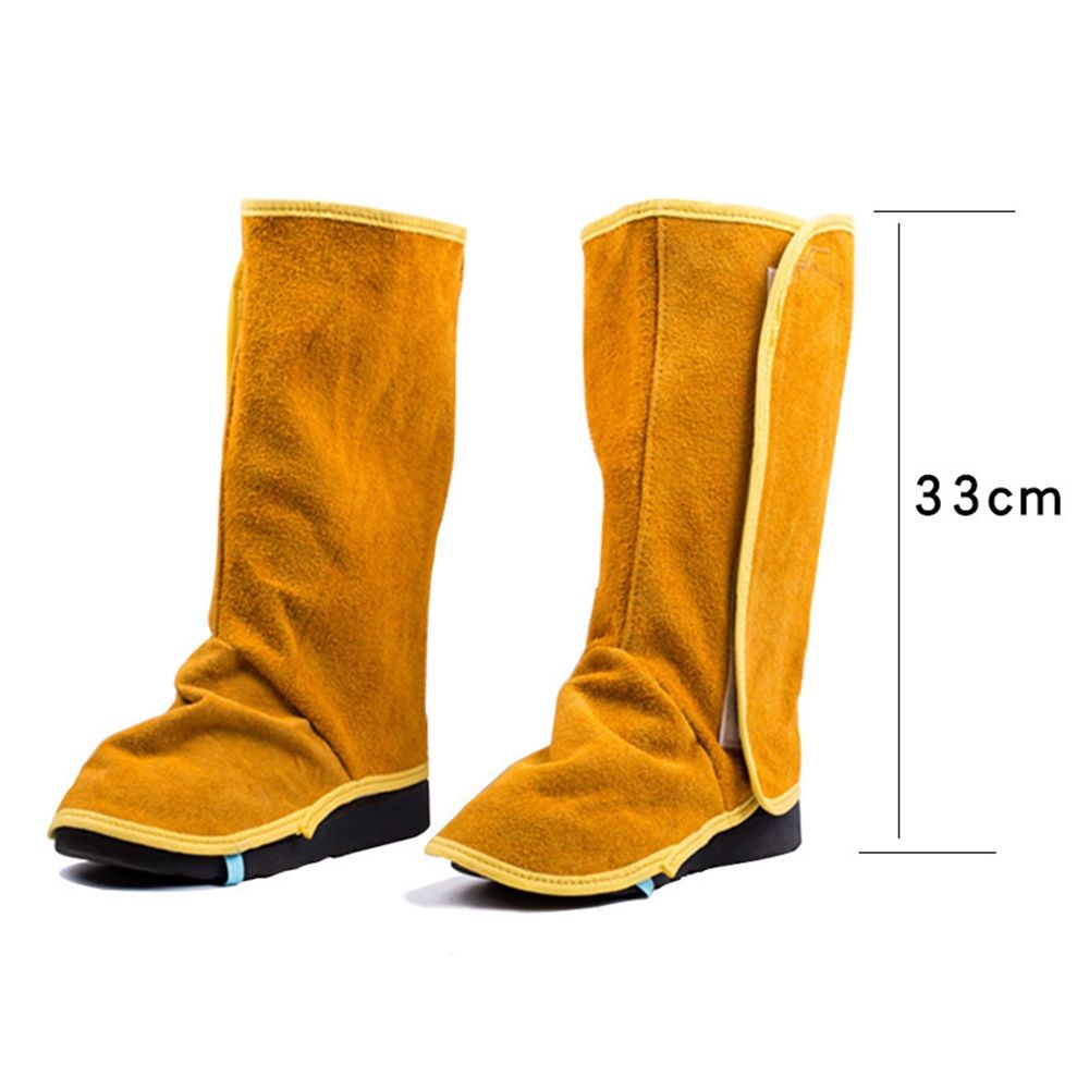 Leather Welding Spats Extra Long - Heat and Abrasion Resistant Welding Boot Covers - Full Coverage Shoes Protectors - Welding Gaiters, 1 Pair Height 33