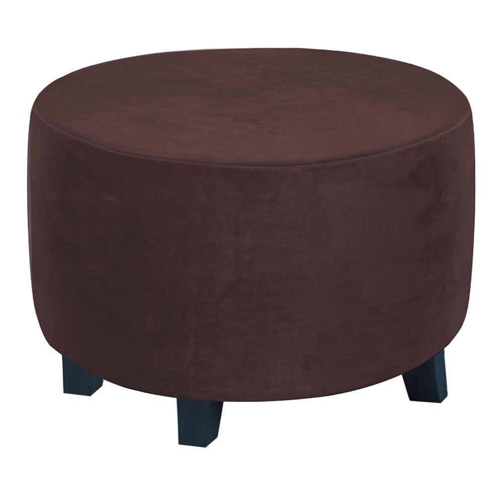 Velvet Round  Covers Footstool Protector Covers Storage Stool Covers Stretch with Elastic Bottom, Feature Velvet  Fabric (small, brown)