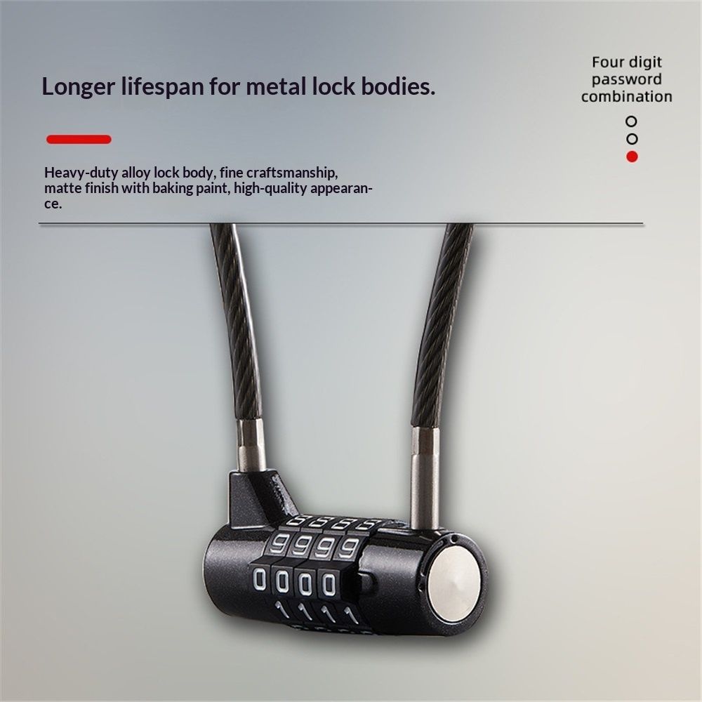 Combination Lock Cable Lock with 4 Digits Cabinet Lock with  Durable Cable Ideal for lockers, Gym, gate, Fence, Toolbox, case, hasp Storage and Outdoor（black175mm）