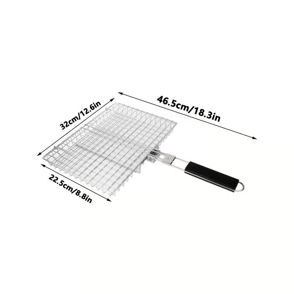 Grill Basket Large Portable Folding BBQ Camping Grilling Rack for Fish, Vegetables, Shrimp, Barbeque Griller Cooking Accessories, Grilling Gifts
