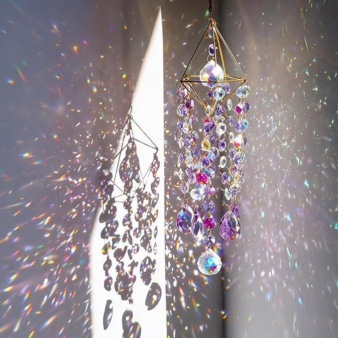 Rainbow Manufacturing for Window Hanging, Rainbow Maker   Indoor Window Glass Wind Chimes Home Garden Decor, Purple