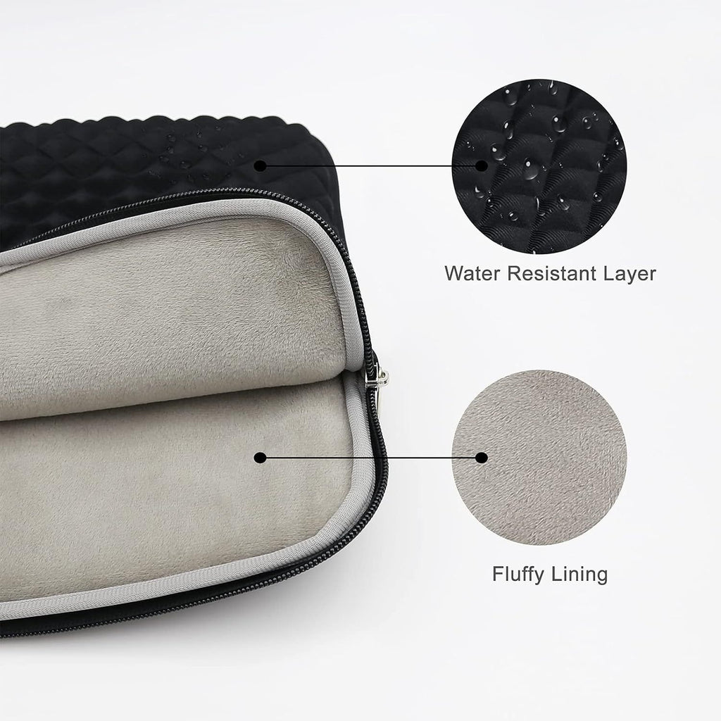 13 inch laptop case foam shockproof pad protective case fluffy lining zipper protective case handbag, (black)