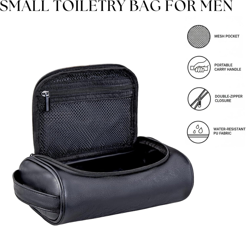 Minimalist Travel Toiletry Organizer Dopp Kit Water-resistant Shaving Bag for Toiletries Accessories, Door Room Essentials, Ideal Chrismas Gifts For Men（Black）