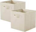 Basics Fabric Clothing Storage Bins - 27*27*28cm- Collapsible Storage Cubes Organizer with Handles, Linen Foldable Storage Baskets Cloth Box Containers, Closet Organizers 2pcs