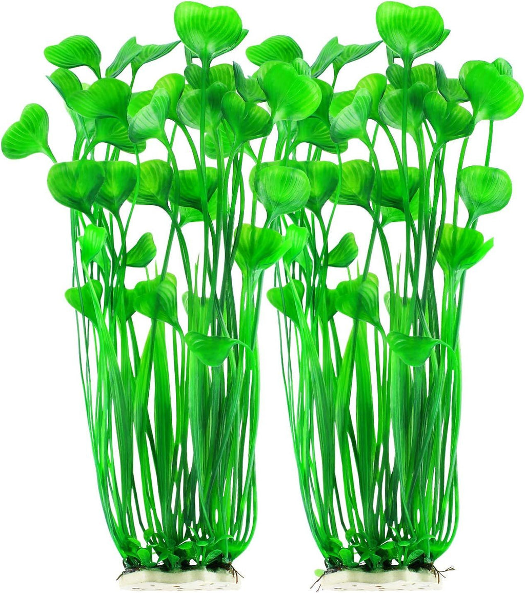 Plastic Fish Tank Plants, 2 Pack Artificial Tall Aquarium Plants for Fish Tank Decor,Fish tank landscaping decoration with aquatic plants  (Green)