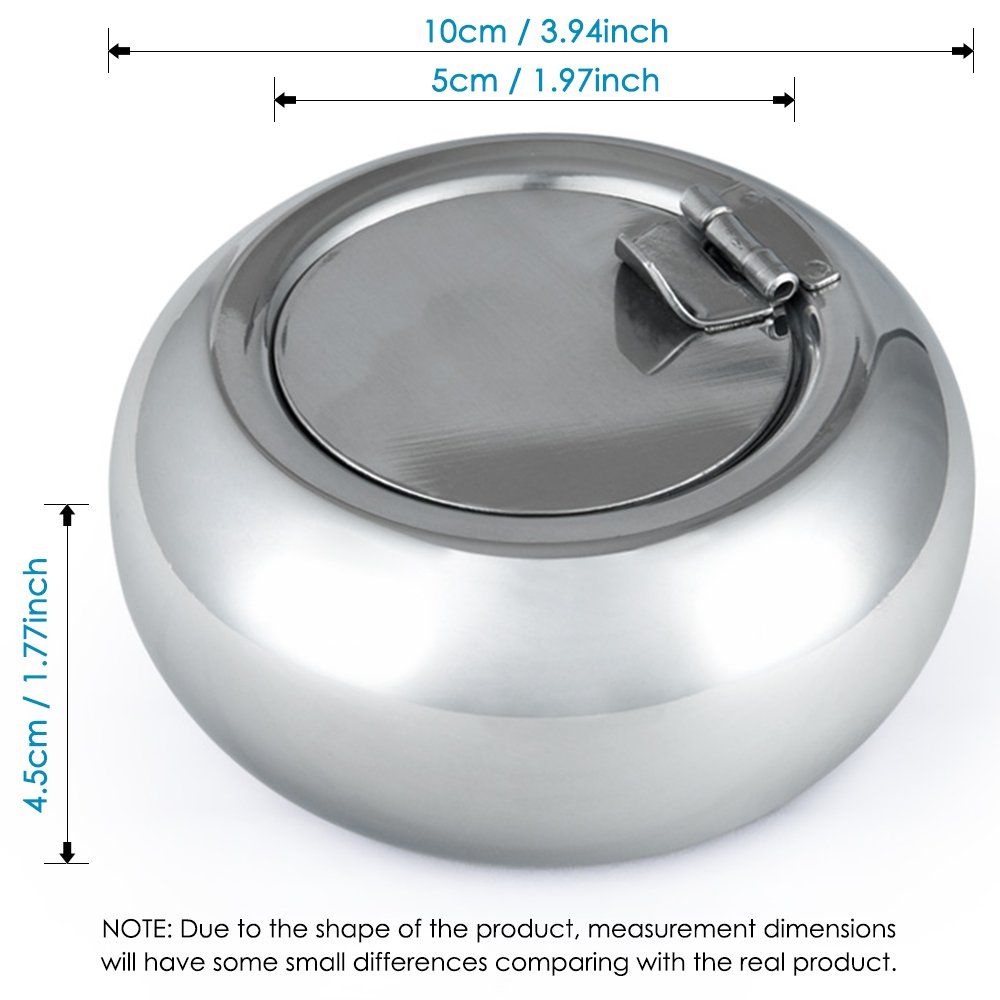 Stainless Steel Cigarette Ashtray with Lid, maxin Smokeless Ashtray Indoor Desktop Smoking Ash Tray for Home office Decoration- Gold Small Size