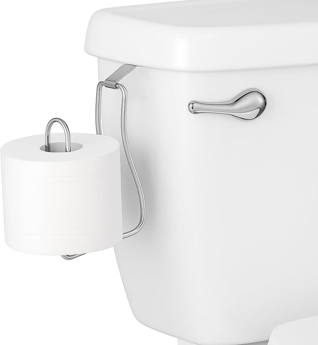 2 pieces - Diamond free hanging bathroom tissue roll dispenser suitable for small bathrooms, RVs, and campers - space saving storage hook (silver)