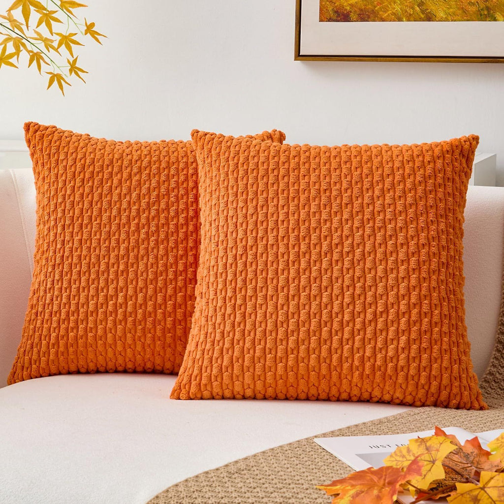 Throw Pillow Covers 18*18Set of 2 Fall Pillow Covers, Decorative Throw Pillows for Couch, Bed, and Home Decor（tangerine orange）