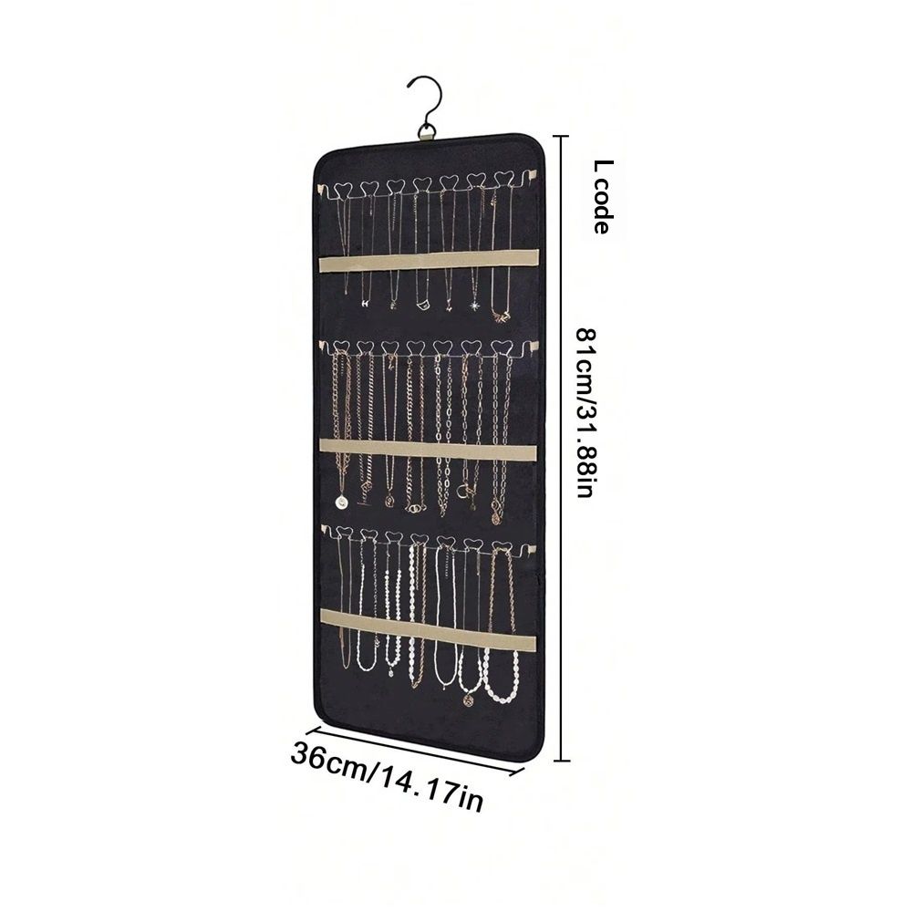 Hanging Jewelry Organizer- Dual-Sided Hanging Jewelry Organizers and Storage for Necklaces, Earrings Holder on Closet, Wall, Door, Christmas Gifts for Women,Black  L