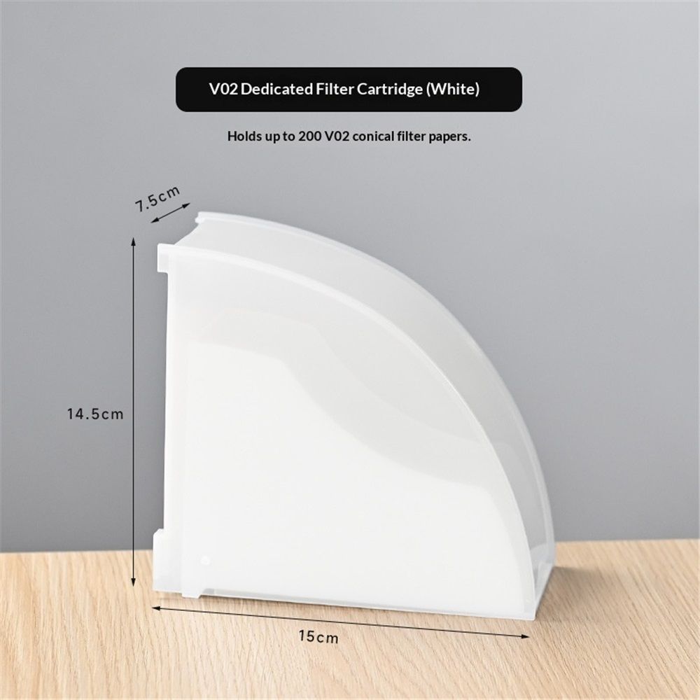 Coffee Filter Paper Holder with Dustproof Cover Coffee Filter Storage Container Filter Paper Box (Large for v02 filter paper)white