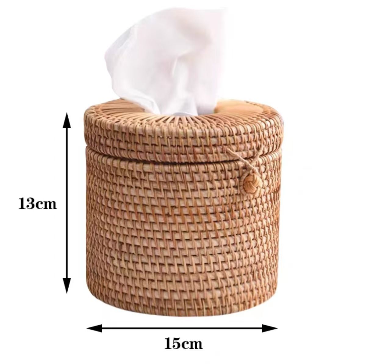 Vine woven circular paper tube tissue box, Chinese style paper box, hand woven living room tissue box