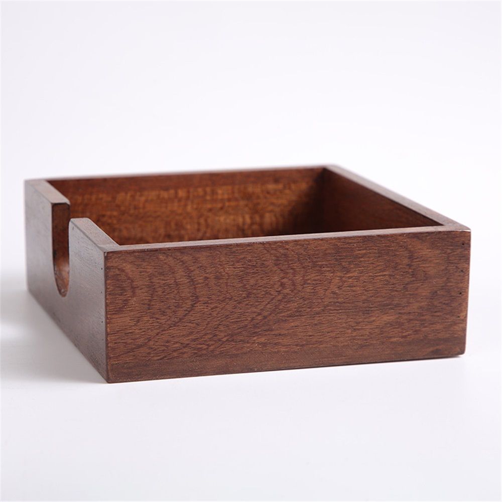 Cocktail paper napkin holder square, wooden flat napkin tray, cocktail napkins for kitchen decoration, restaurant countertop bar accessories 14x14x5cm