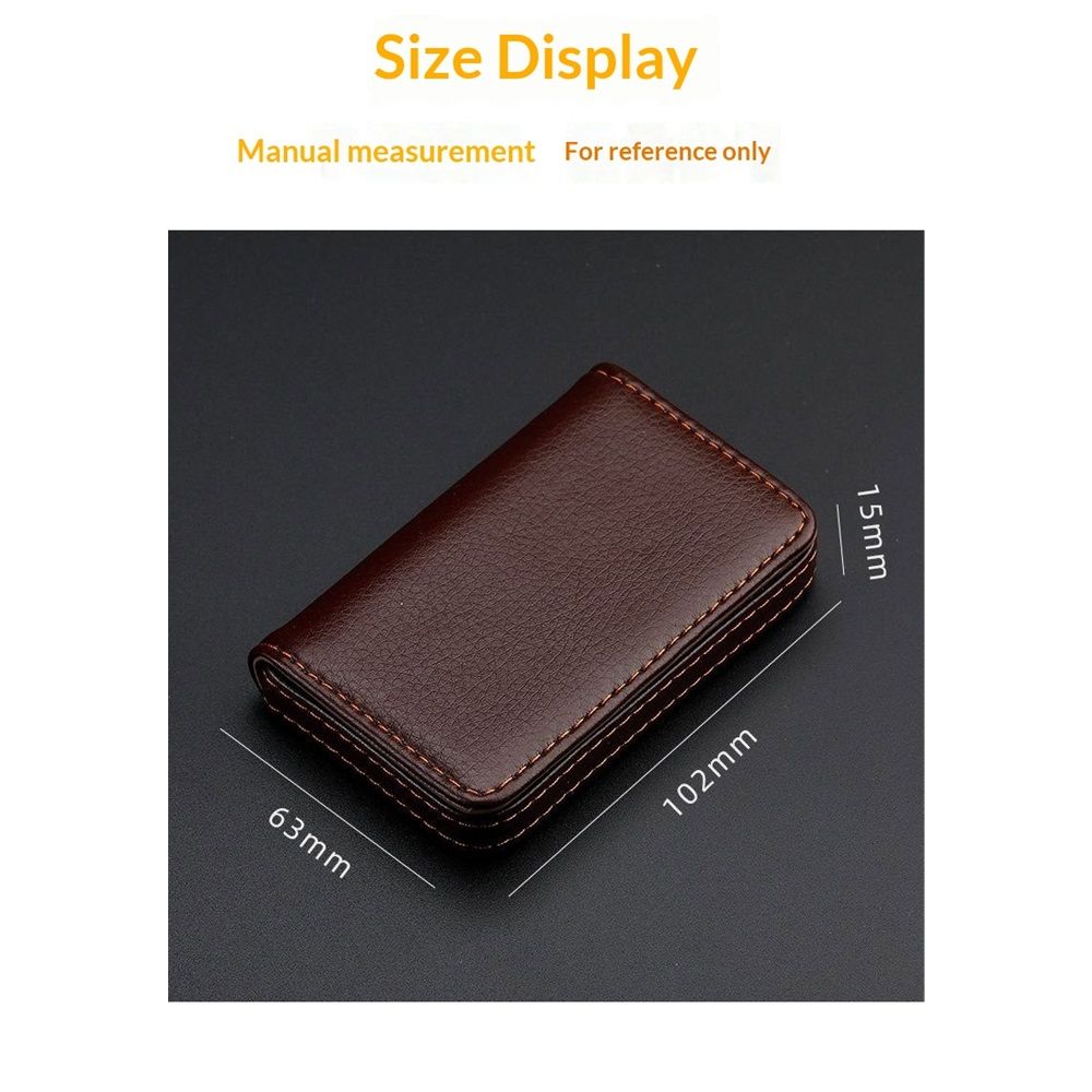 PU Leather Business Card Holder, 2Pcs Name Card Case with Magnetic Shut Wallet Pocket Carrier for ID Card Men Women, Brown