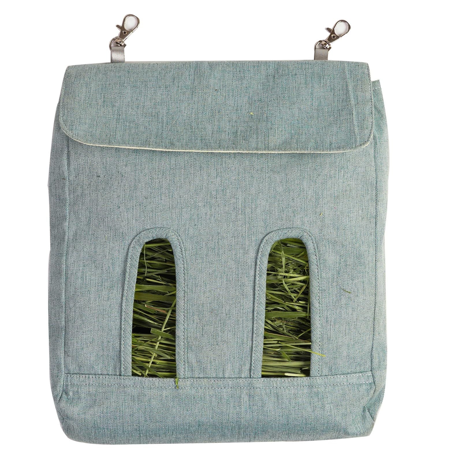 2pcs Rabbit Hay Feeder Bag, Guinea Pig Hay Feeder Storage,Sack Hay Bag Feeding Storage for Chinchilla Hamsters Rabbit Guinea Pig Small Animals (L, Blue)