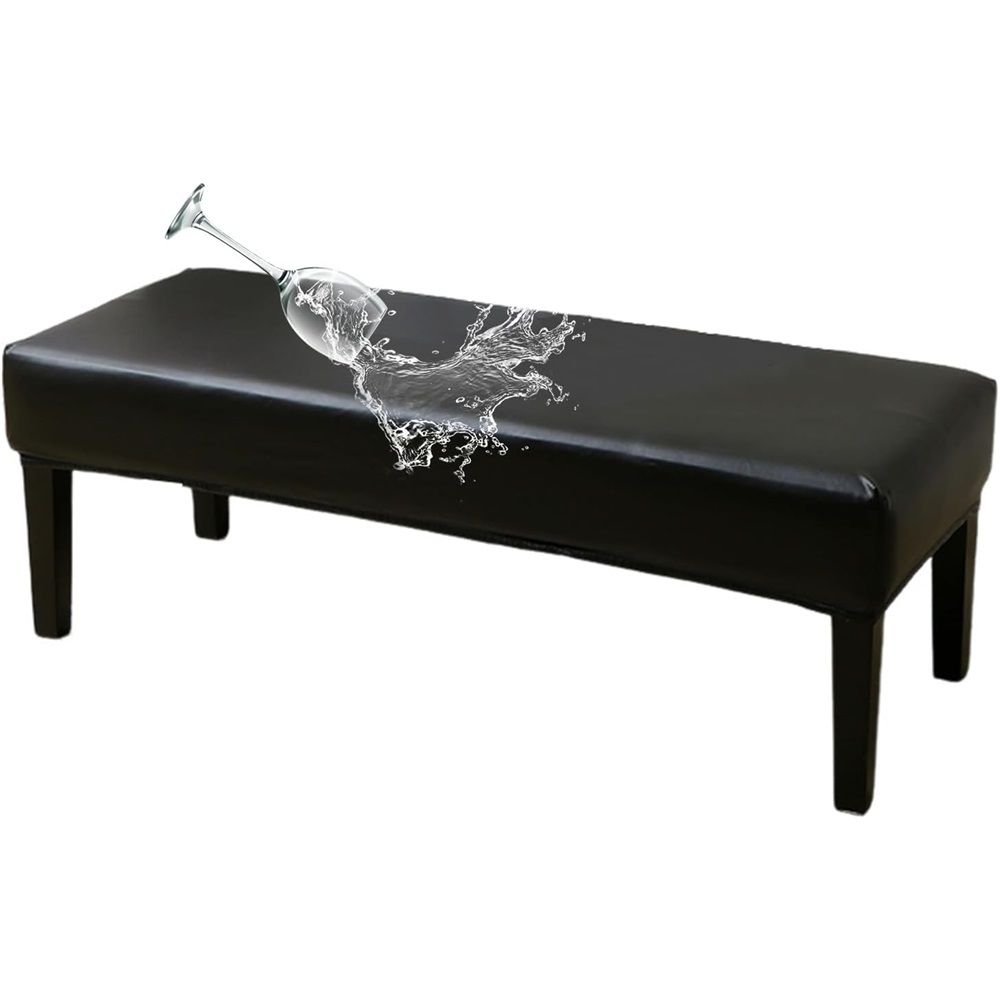 Waterproof Dining Bench Cover, Washable Durable Bench Covers Slipcover, Rectangle Bench Seat Covers for Dining Room Living Room Kitchen(Black)